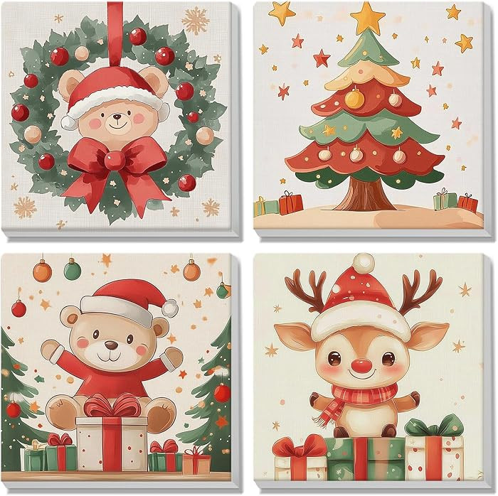 MISCER Christmas 4 Pack Paint by Numbers for Adults Beginner, Bear Paint by Number Kits for Kids,... | Amazon (US)