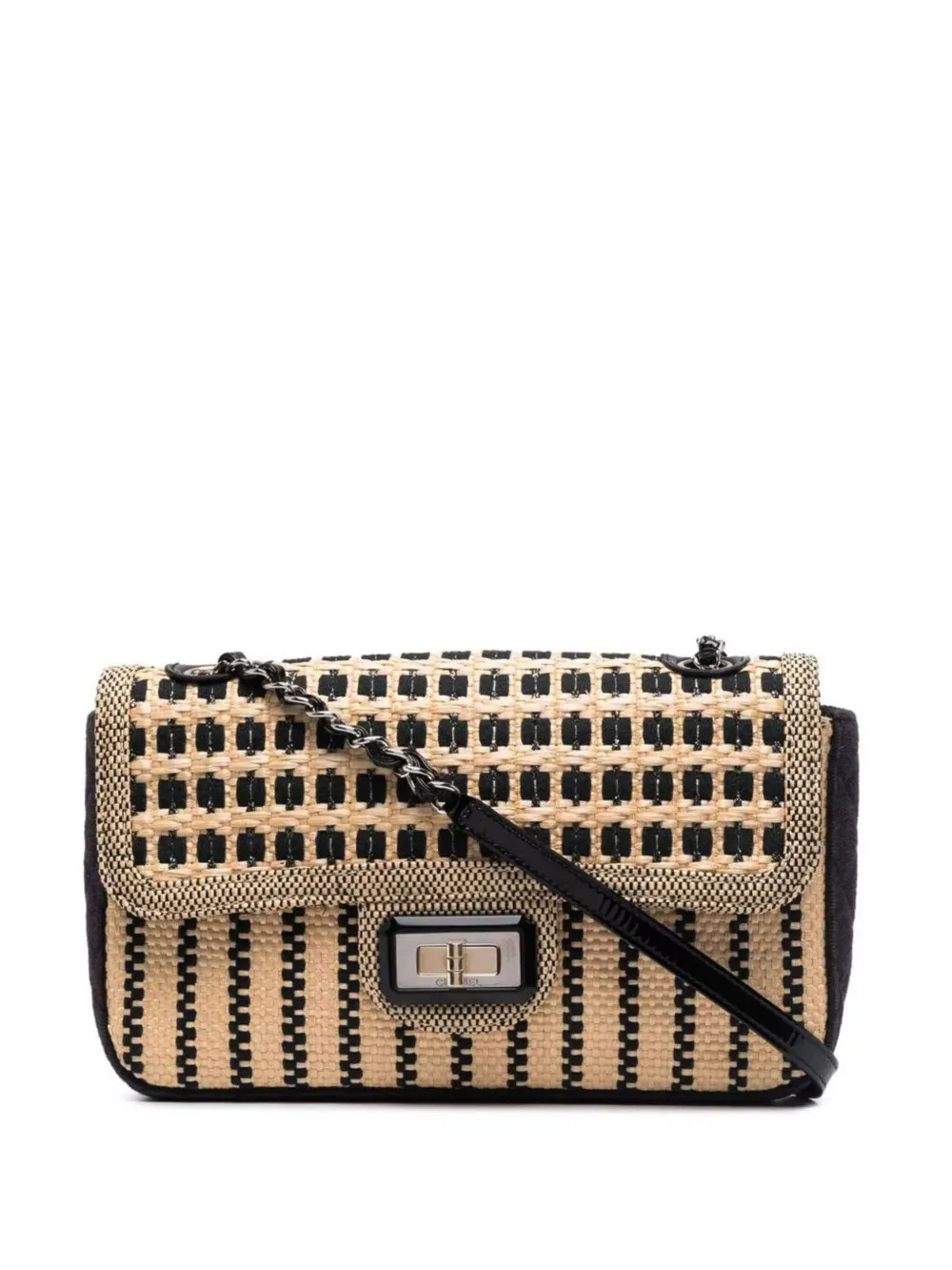CHANEL Pre-Owned 2012 Classic Flap Raffia Shoulder Bag | Neutrals | FARFETCH | Farfetch Global