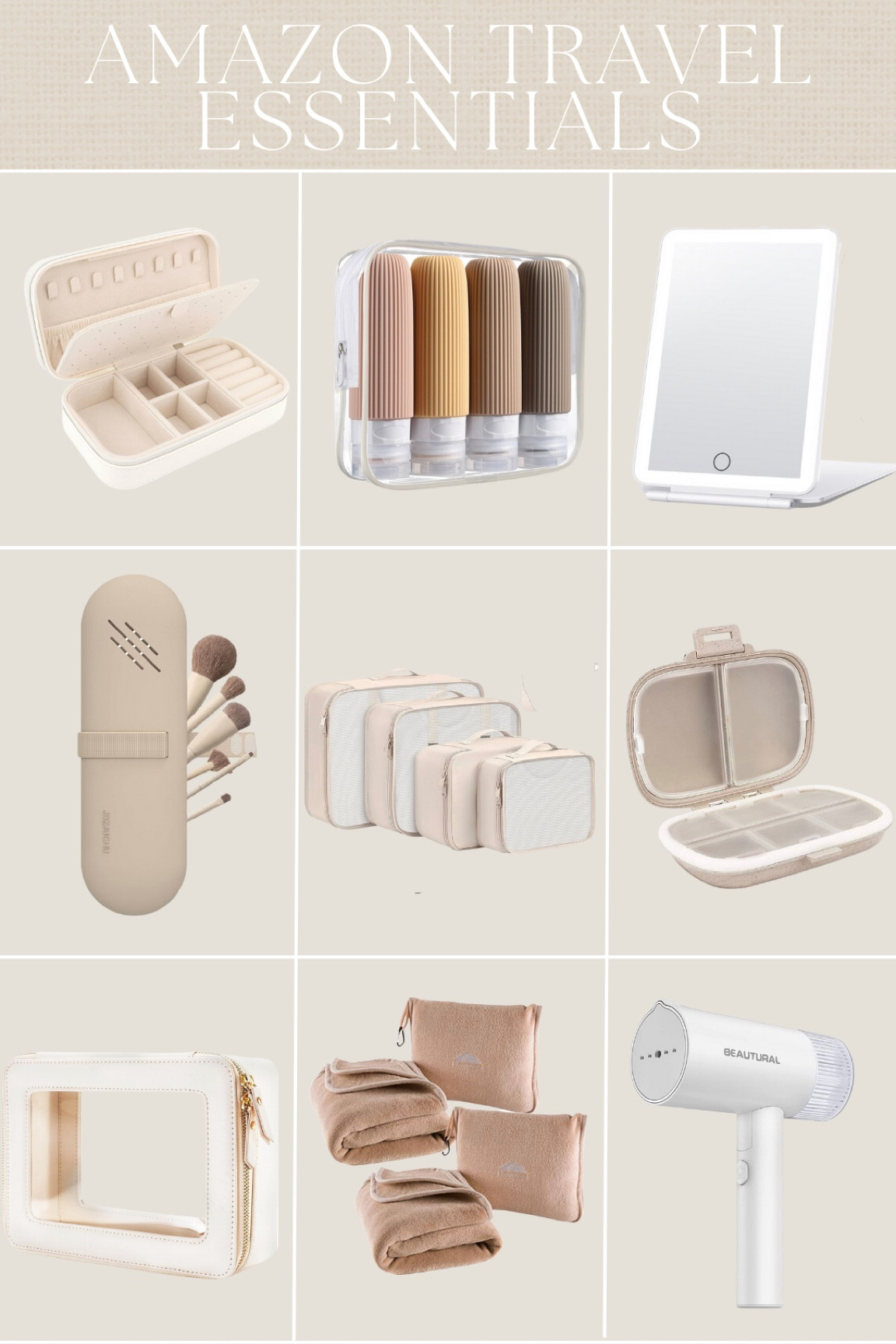 Amazon travel essentials #amazon #travel #amazontravel #packing #packingcubes #steamer #tsa #luggage #travel #toiletries #amazonfinds 

#LTKtravel #LTKfindsunder50 #LTKCon