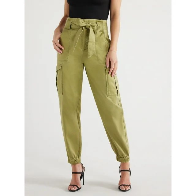 Sofia Jeans Women's Lightweight High Rise Belted Cargo Pants, 26" Inseam, Sizes 0-20 | Walmart (US)