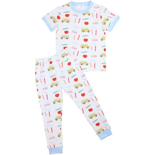 Blue Knit Back To School Pajamas | Cecil and Lou