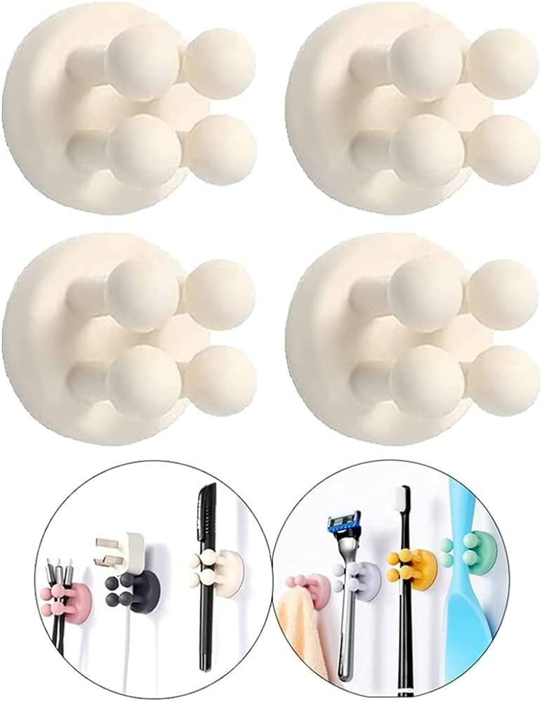 Defrko Silicone Toothbrush Holders - 4 Pcs Razor Hooks Adhesive Wall Mounted for Hanging Towel Ke... | Amazon (US)