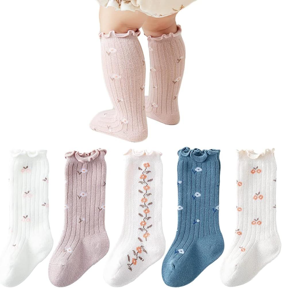 Baby Girls Knee-High Socks Toddler Keep Warm Cotton Sock Uniform Stockings for Infant Kids | Amazon (US)