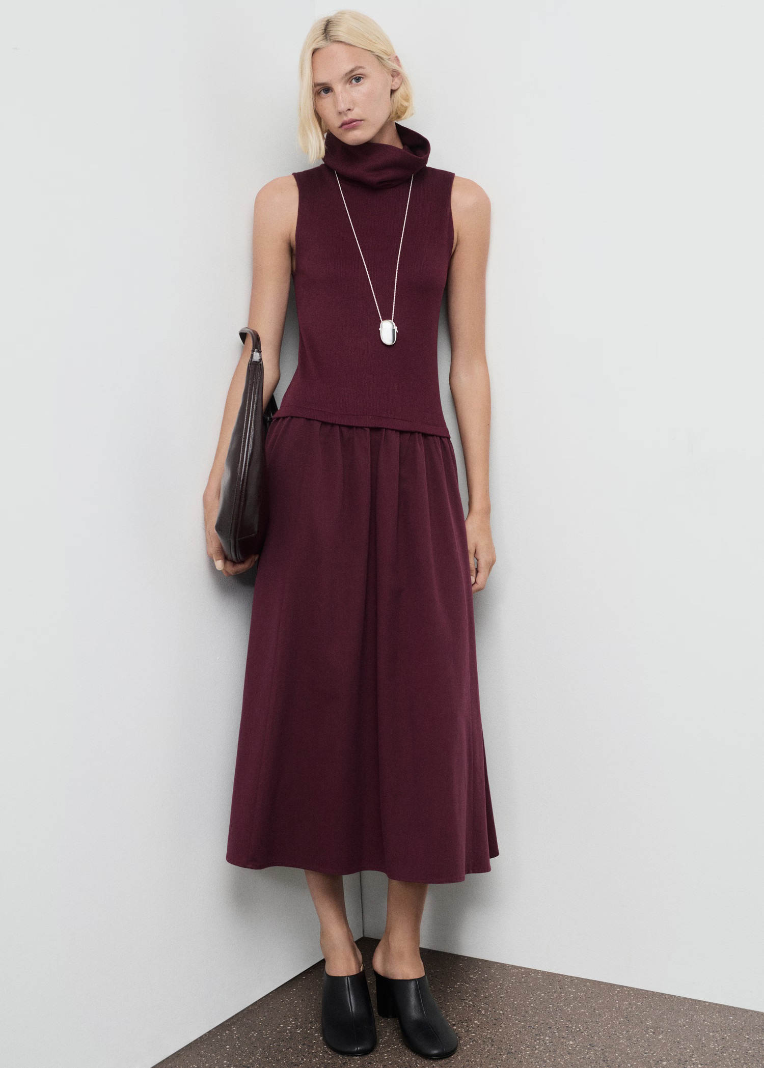 Dress with combined funnel neck - Women | MANGO USA | Mango (US/MX/AU)
