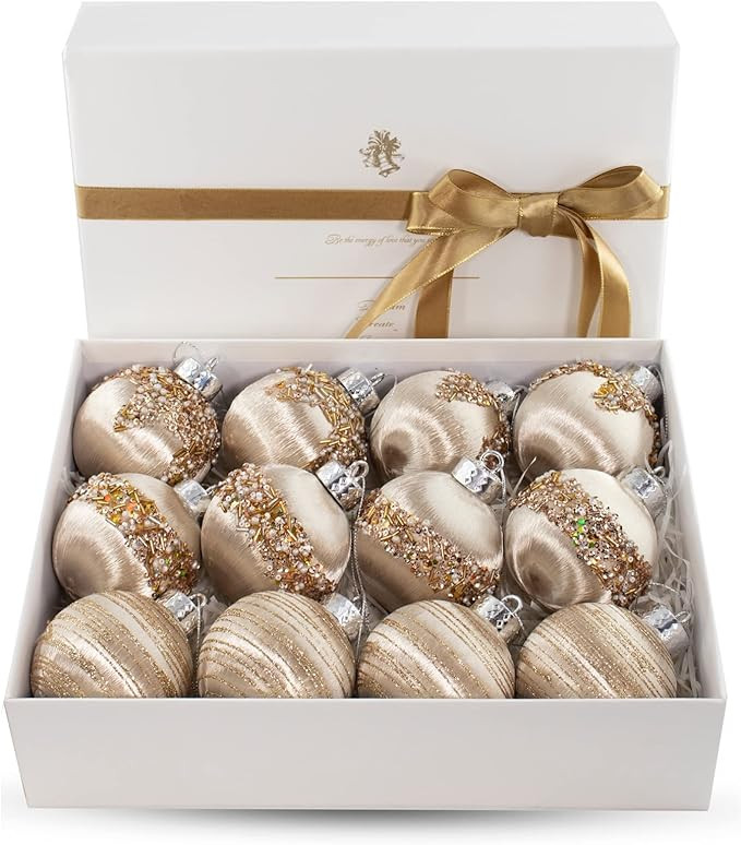 12 Pcs Satin Christmas Balls, Silk Christmas Tree Hanging Ornaments, Christma Luxury Home Decorat... | Amazon (US)