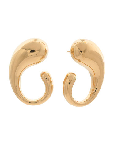 Gold Plated Waterproof Droplet Curve Earrings | TJ Maxx