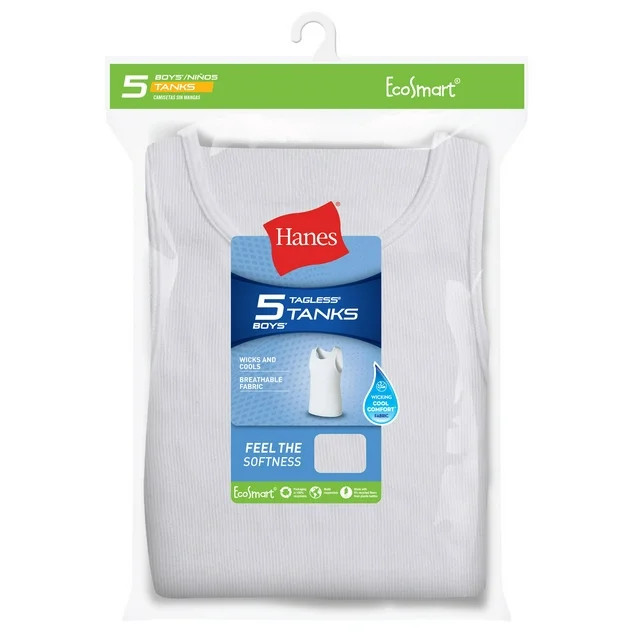 Hanes EcoSmart Boys' Tank, 5-Pack White S | Walmart (US)