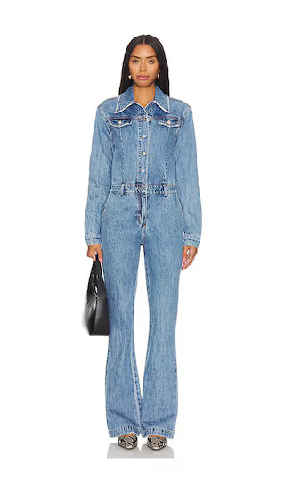 Mabel Fitted Mid Rise Jumpsuit in River | Revolve Clothing (Global)