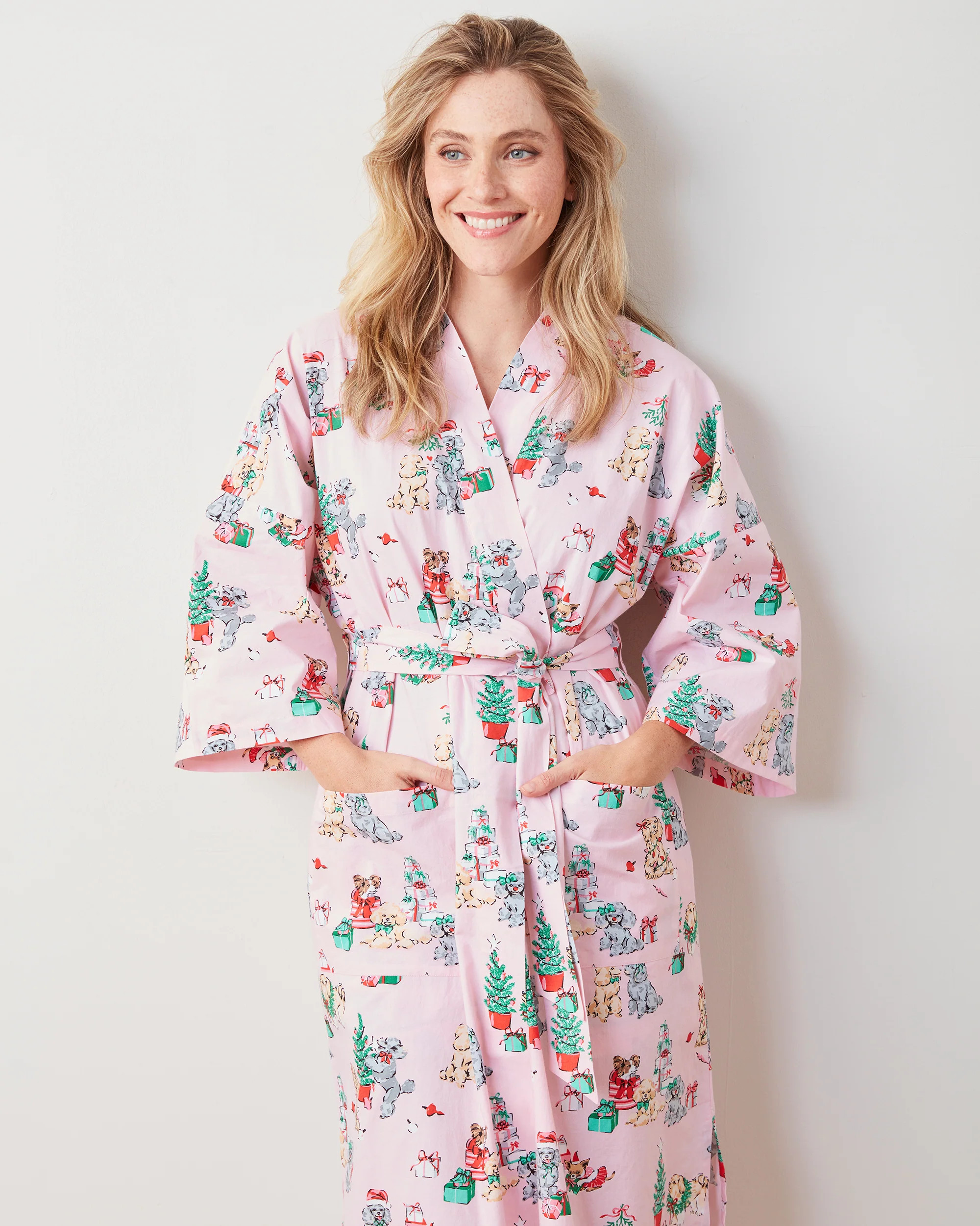 PF x The Hiltons Christmas Poodle Party - Robe - Rose | Printfresh