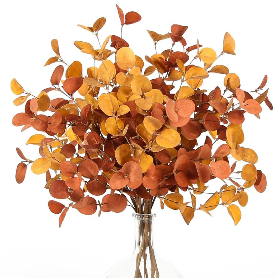 ZIFTY 6 Pcs Fall Stems Artificial Eucalyptus 26.7'' Tall Decor Fake Silver Dollar Leaves Branches... | Amazon (US)