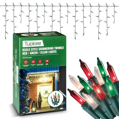 Tupkee Christmas Icicle Lights - 100 Bulbs - Random Shimmering Twinkle Lights - 12 Of 100 Lights Twinkle - 7 Feet Incandescent, Icicle Style Mini Bulb | Wayfair North America