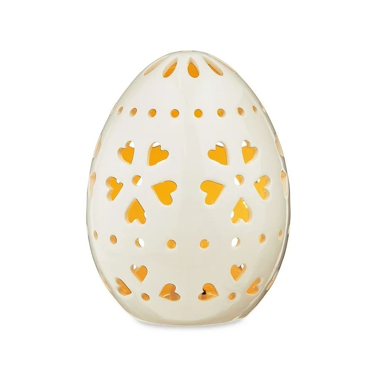 Easter White Ceramic Egg LED Decor, 6 in, by Way To Celebrate | Walmart (US)