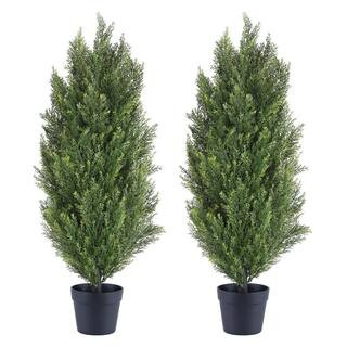 poetree 36 in. Green Artificial Cedar Tree in Pot HDSBS-0.9M-2 - The Home Depot | The Home Depot