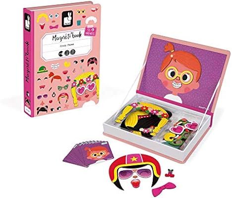 Janod MagnetiBook 66 pc Magnetic Girl Crazy Face Dress Up Game for Imagination Play - Book Shaped... | Amazon (US)