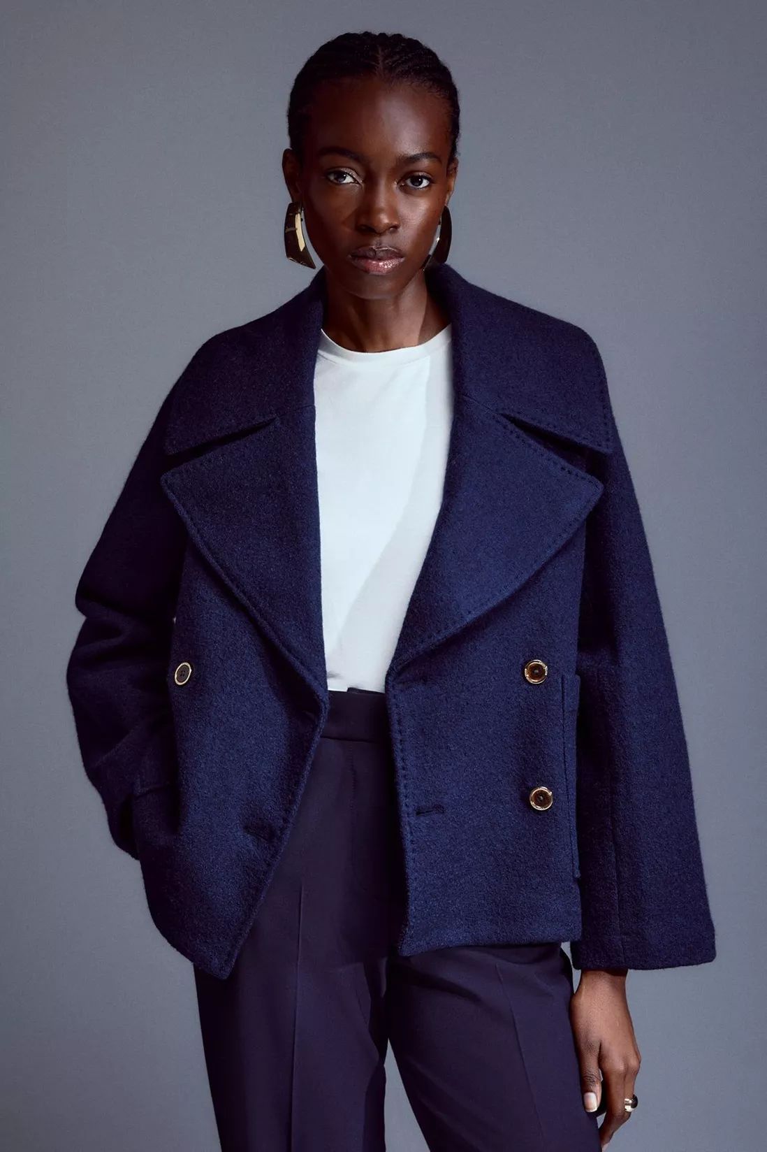 Jackets & Coats | Wool Knit Pea Coat | KarenMillen | Debenhams UK