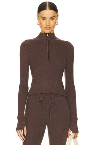 WellBeing + BeingWell Chalet Half Zip Pullover in Deep Brown from Revolve.com | Revolve Clothing (Global)