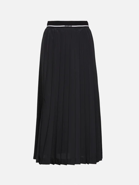 Crepe De Chine Pleated Midi Skirt | elysewalker
