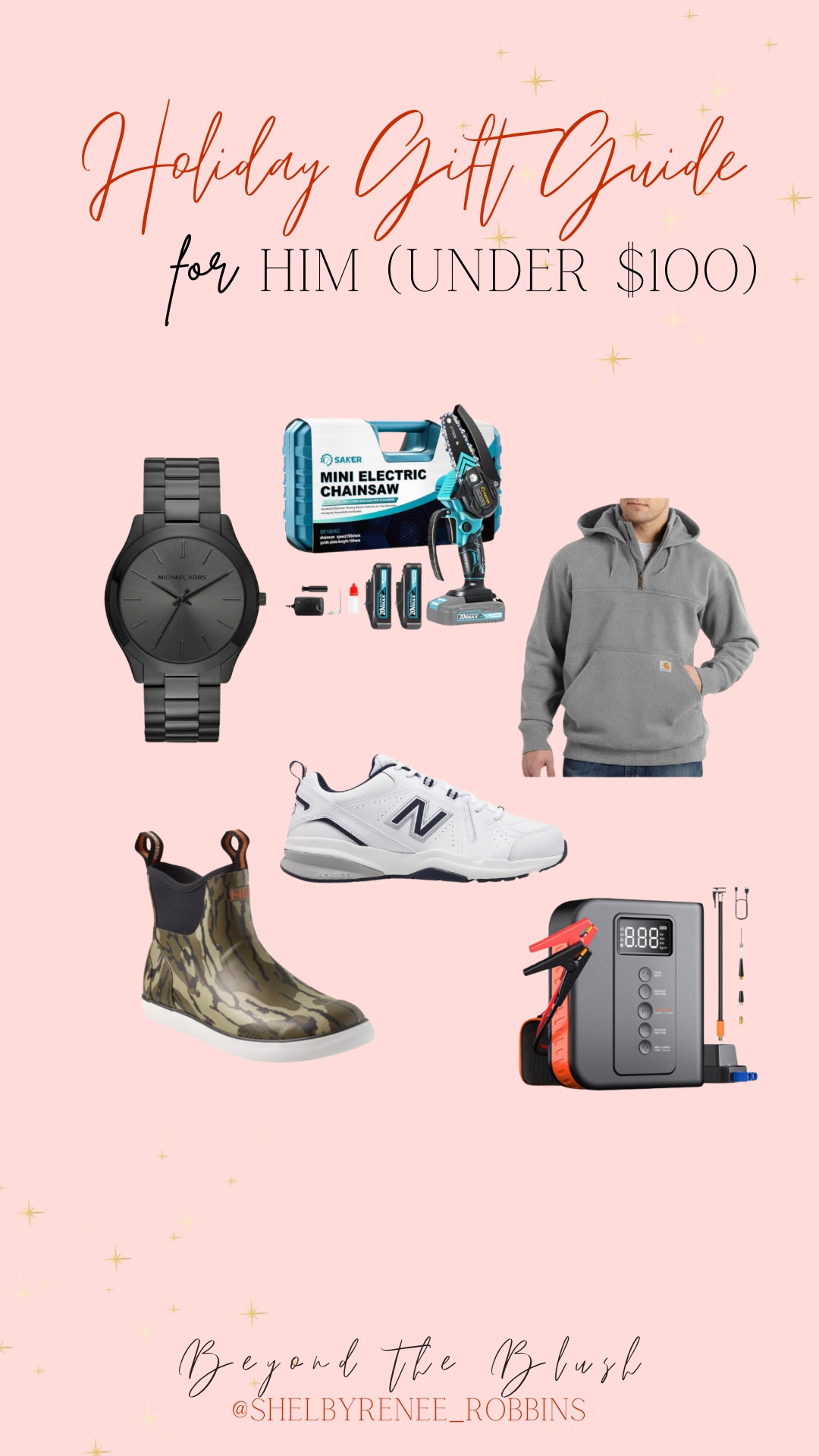 Gifts for dad under $100, gifts for him, tools, mini electric chainsaw, dad shoes, new balance, rain boots, camo, grey pull over, car accessories, watch, men's gifts, gifts for men

#LTKHoliday #LTKGiftGuide #LTKMens