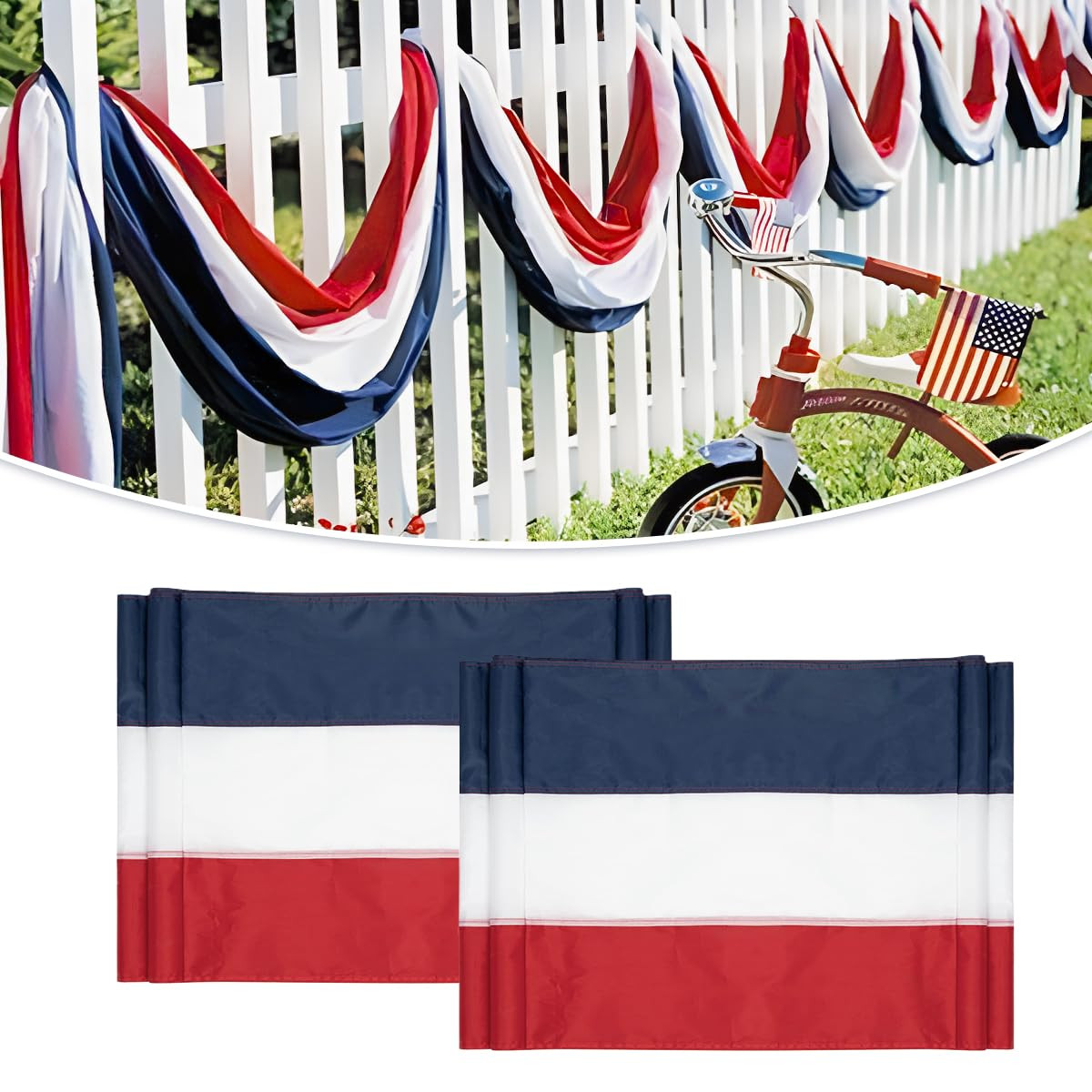 2Pack Patriotic Bunting US Flag Decorations 4th of July Decor 2x20 Ft Large Red, White & Blue Ban... | Amazon (US)