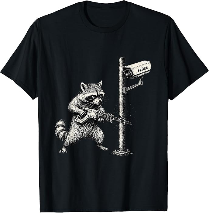 Anti-Flock Raccoon - Anti Surveillance Camera Rebel Meme T-Shirt | Amazon (US)