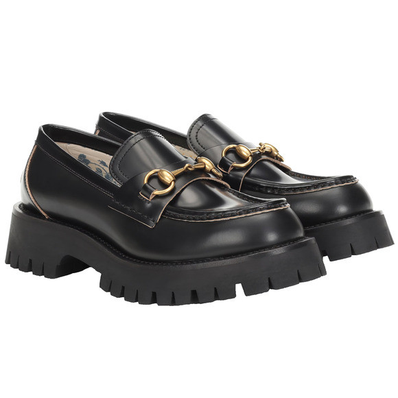 Gucci Cordovan Black Leather Horsebit Lug Sole Flat Platform Creeper Loafer 42 | Poshmark
