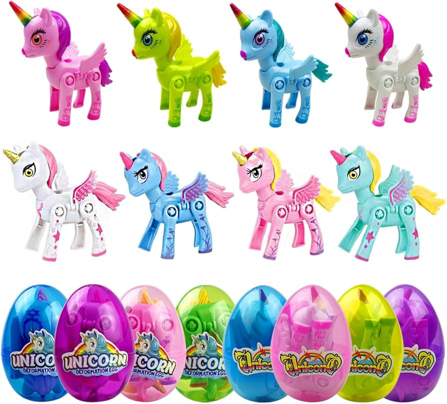 8 Pack Jumbo Unicorn Deformation Eggs Prefilled Plastic Easter Eggs with Toys Inside for Kids Boy... | Amazon (US)