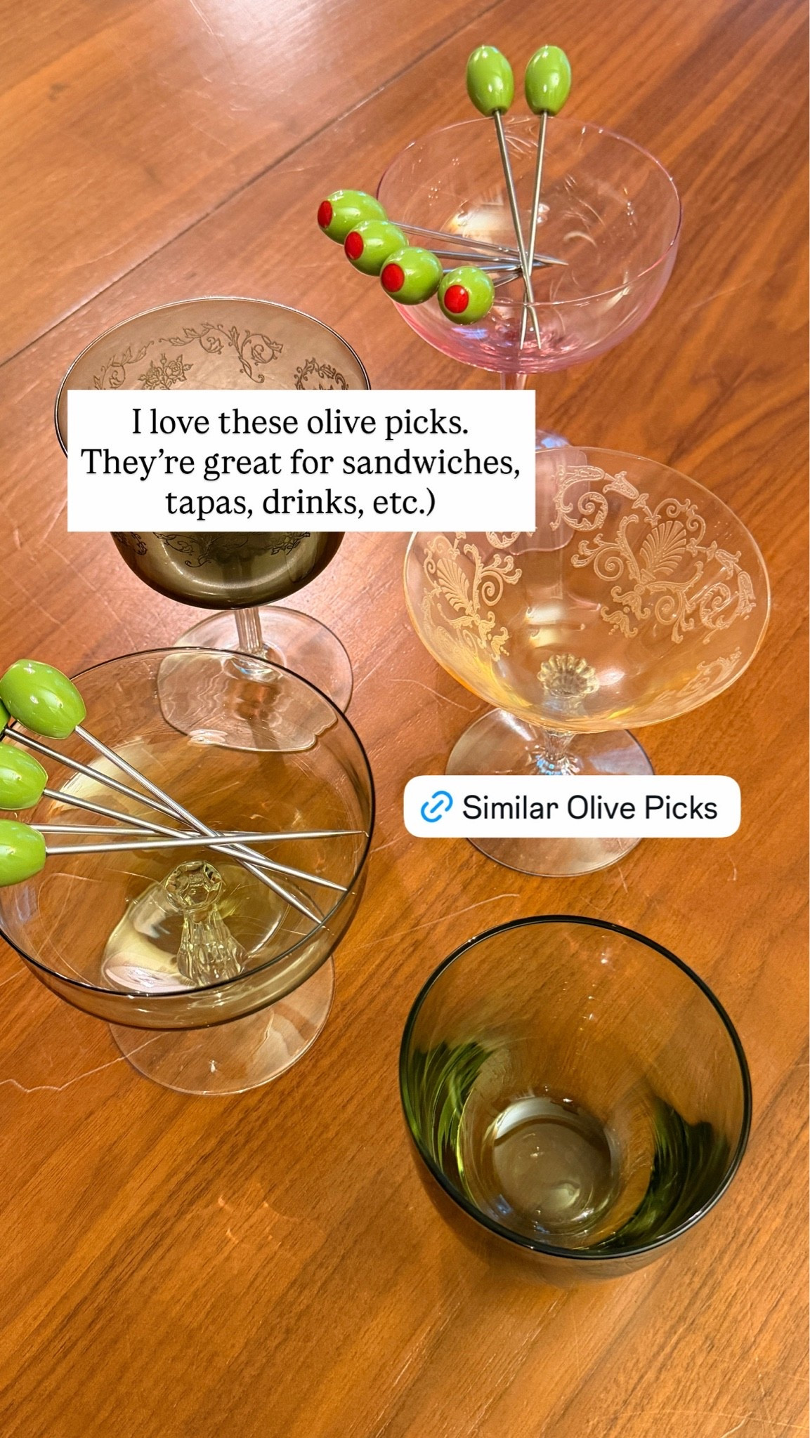 These olive picks are perfect for sandwiches, tapas, drinks, etc. 🫒