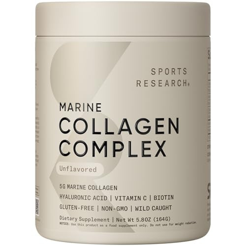 Sports Research Collagen Beauty Complex with Hyaluronic Acid, Vitamin C + Biotin | Pescatarian, Keto Certified & Non-GMO Verified - Unflavored (30 Servings) | Amazon (US)