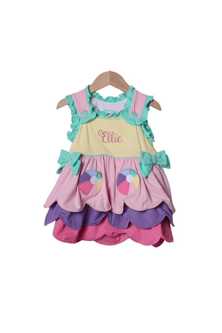 Applique Beach Ball Color Block Dress | The Smocked Flamingo