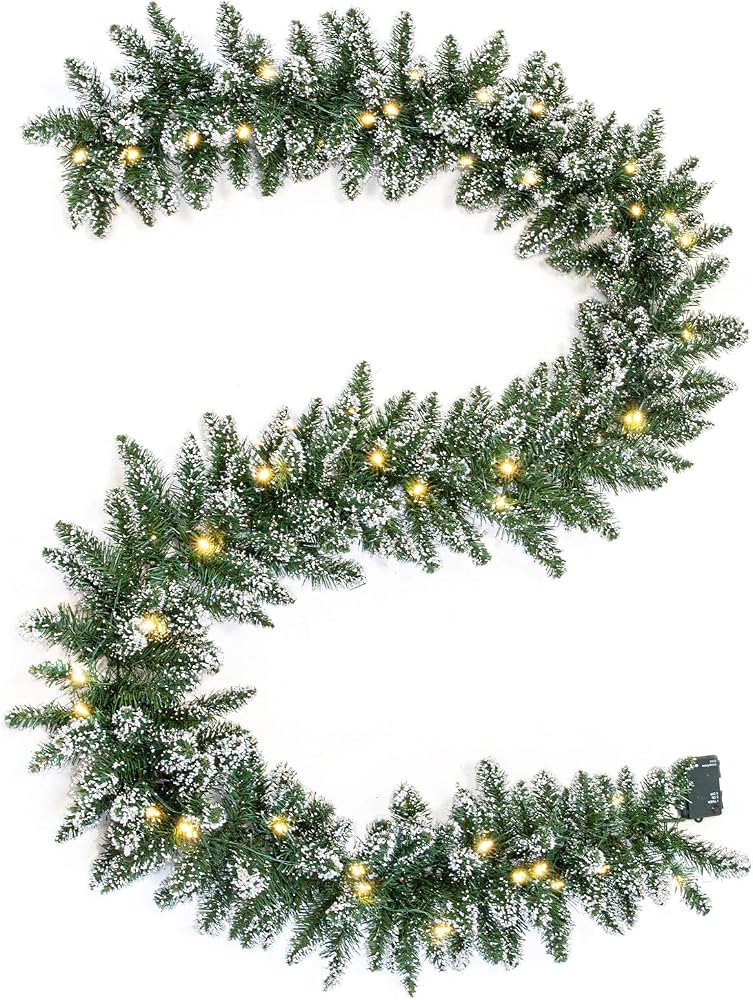 WBHome Pre-lit 9 Feet/106 Inch Christmas Garland with 100 LED Lights Holiday Decorations, Battery... | Amazon (US)