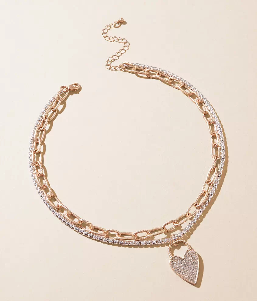 Two Tone Heart Necklace | Buckle