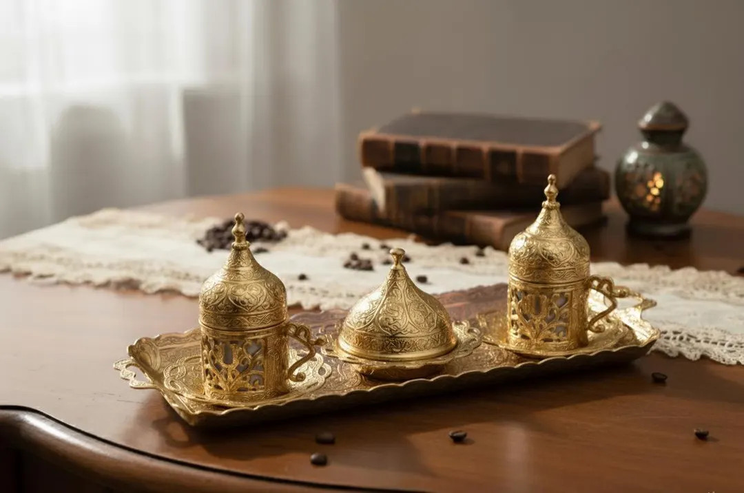 Brass Turkish Coffee Set | Ottoman Style Cup, Tray & Delight Holder | Etsy (US)