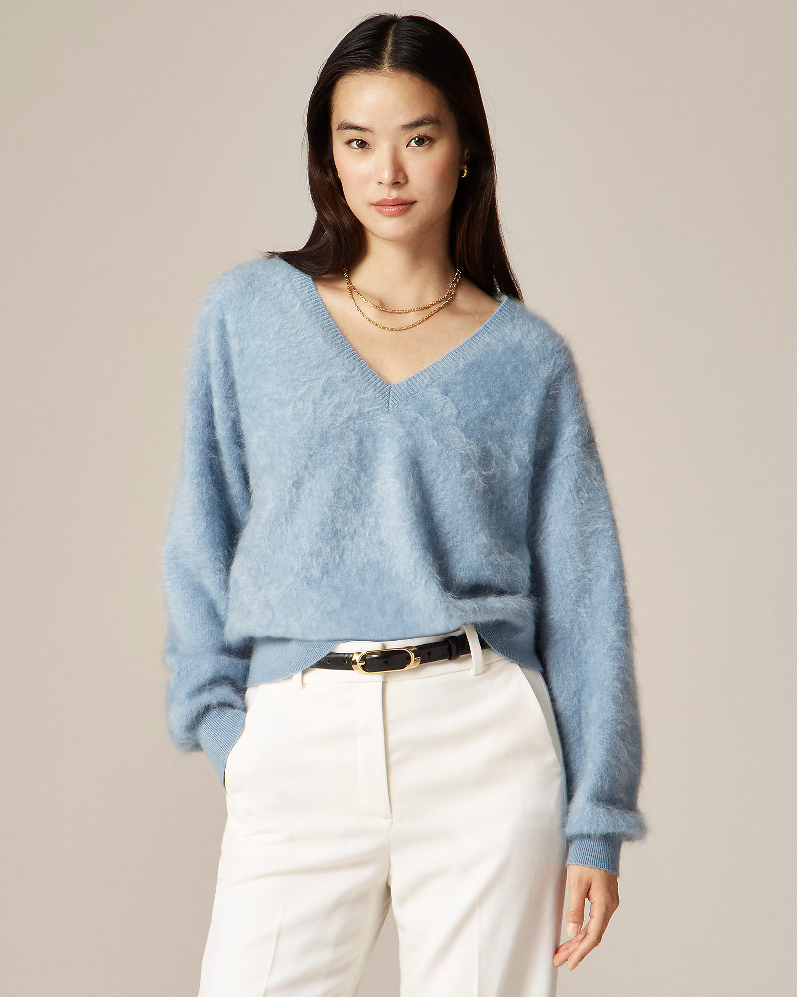 Brushed cashmere V-neck sweater | J. Crew US