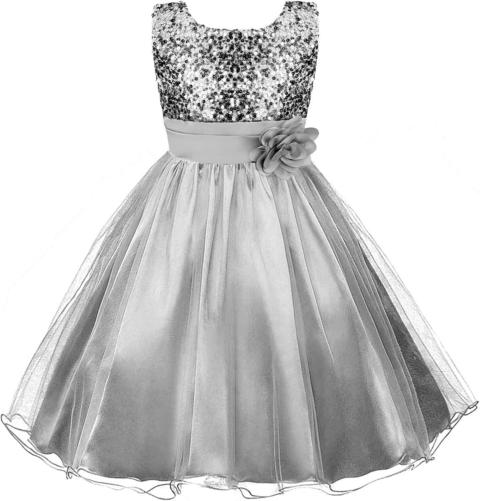 Acecharming Girls Dresses Sequin Flower Girls Party Dress Bridesmaid Ball Gown Wedding Tulle 3-10... | Amazon (US)