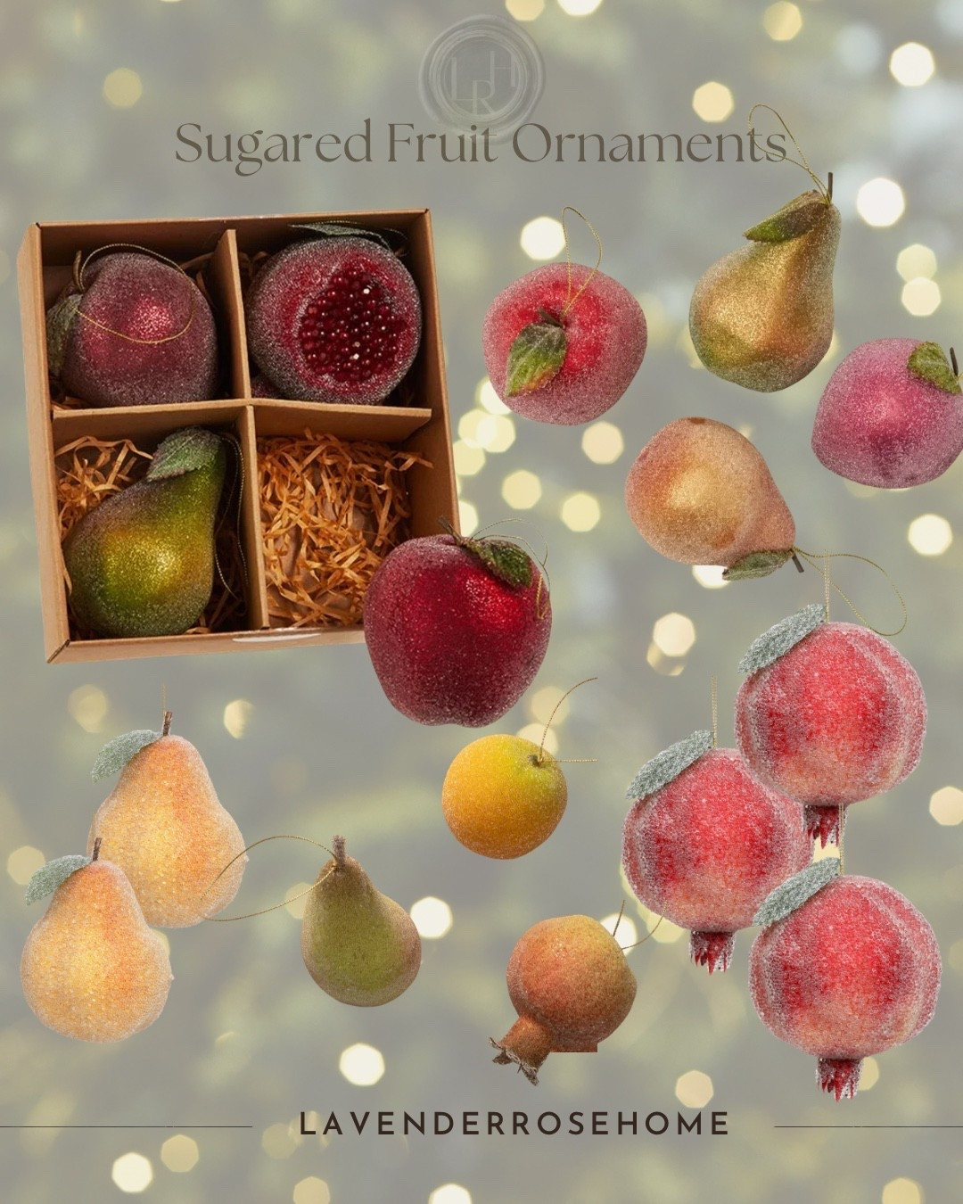 Sugared fruit Christmas ornaments 🍊🍋🍎 This traditional Christmas decorating style is having a moment, so I rounded up a few beautiful new finds perfect for adding a classic, collected touch to your Christmas tree. 🎄

#LTKHome #LTKSeasonal