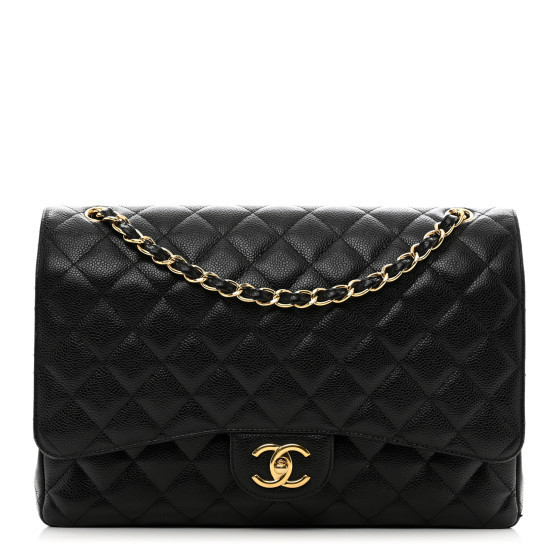 Caviar Quilted Maxi Double Flap Black | FASHIONPHILE (US)