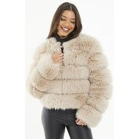 Quiz Stone Faux Fur Jacket | Very (UK)