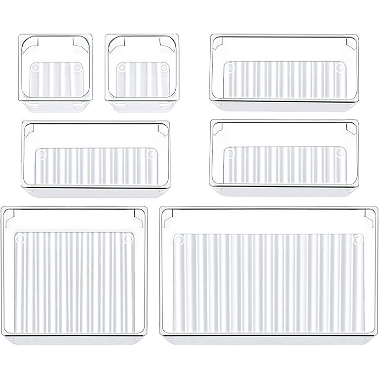 LeaderPro 7 Pcs Drawer Organizers 4 Different Sizes Plastic Clear Makeup Organizer Desk Bathroom ... | Walmart (US)