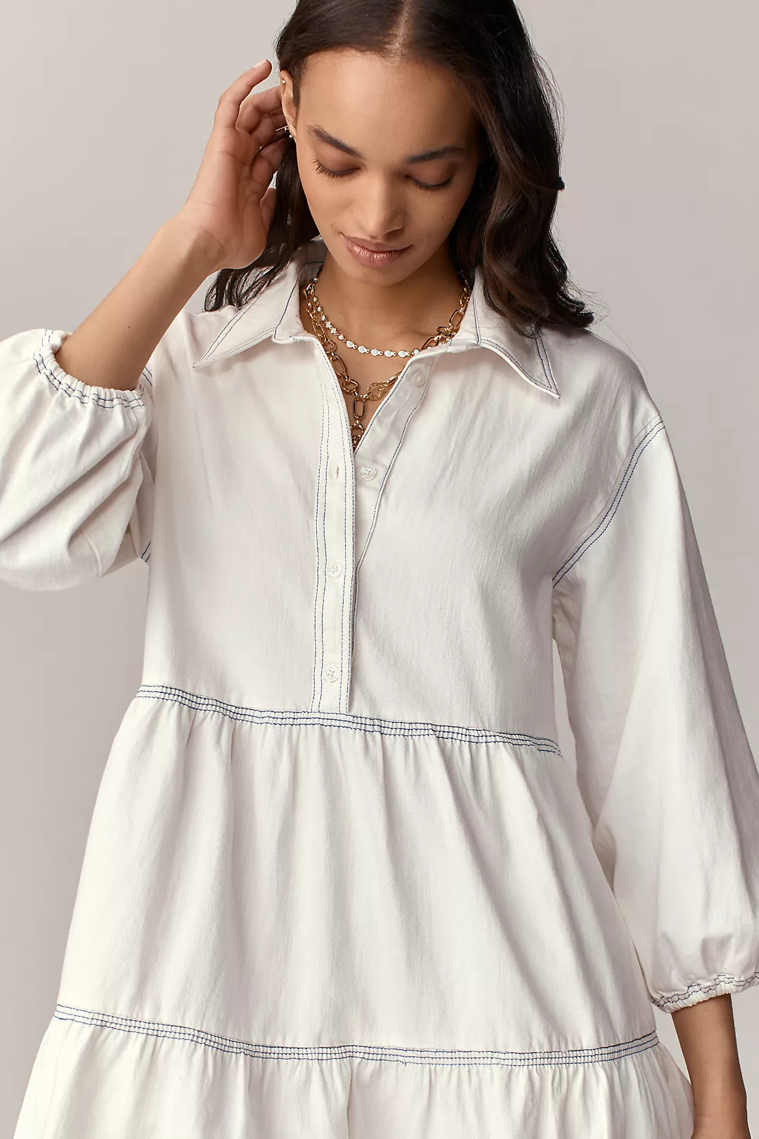 The Bettina Tiered Shirt Dress by Maeve: Denim Mini Edition | Anthropologie (US)