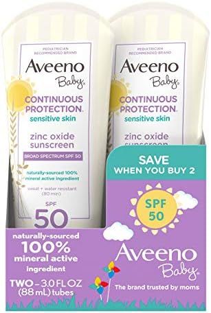 Aveeno Baby Continuous Protection Zinc Oxide Mineral Sunscreen Lotion for Sensitive Skin, Broad S... | Amazon (US)