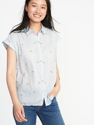 Relaxed Button-Front Shirt for Women | Old Navy US