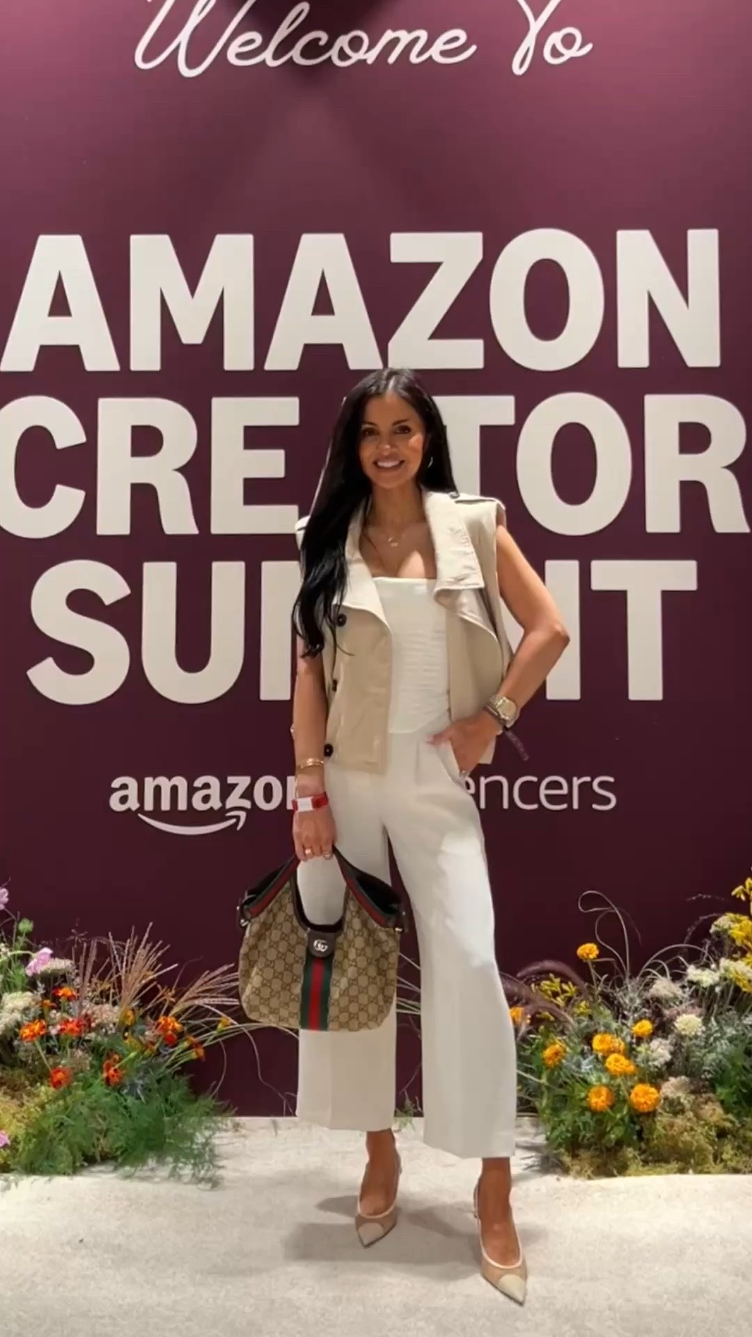 What I wore to the Amazon creator summit 
Aritzia pants wearing a 00
Zara sleeveless trench 
Gucci bag size small
My favorite lip combo

#LTKOver40 #LTKgrwm #LTKootd