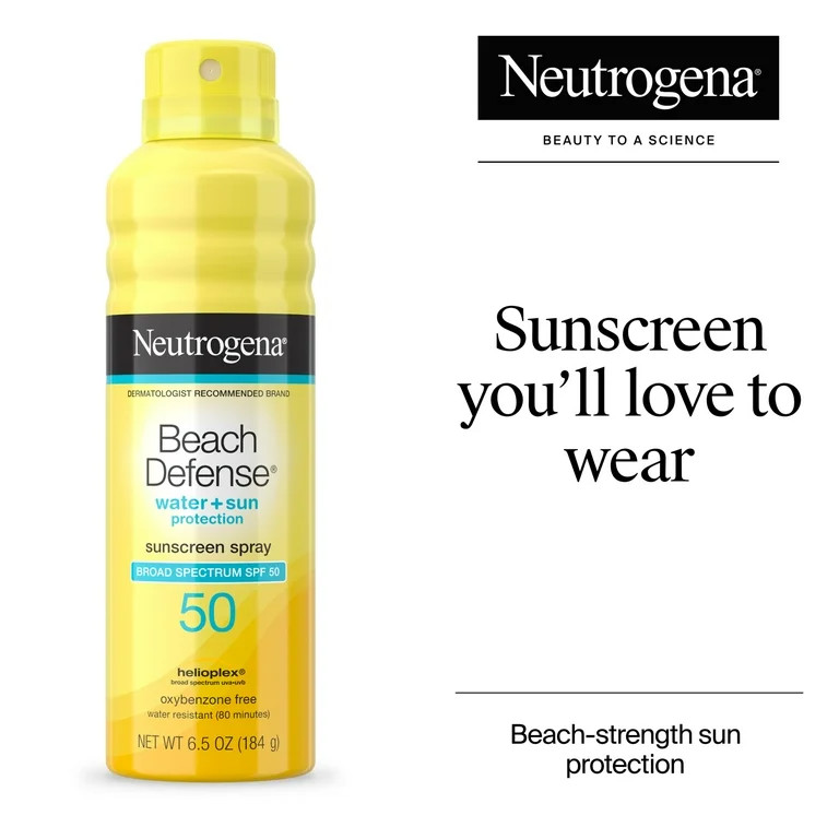 Neutrogena Beach Defense Sunscreen SPF 50 Body Sunscreen Spray Sun Protection, 6.5 oz | Walmart (US)