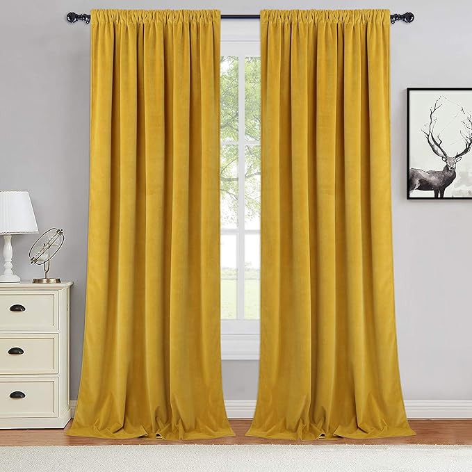 Haperlare Nursery Velvet Curtains 96 inches - Extra Long Room Darkening Rod Pocket Window Drapes ... | Amazon (US)