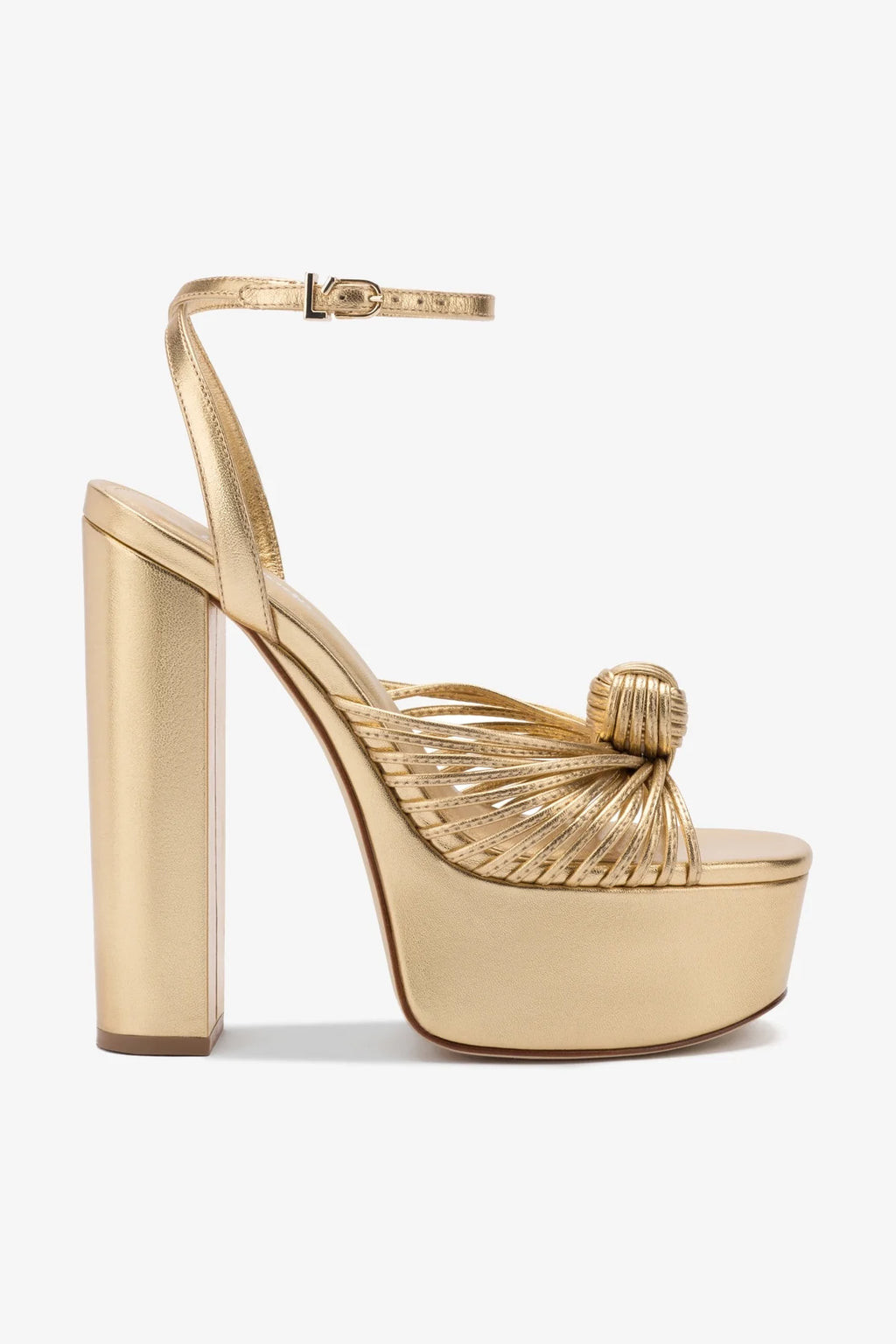 Valerie Platform Sandal In Gold Metallic Leather | Larroude