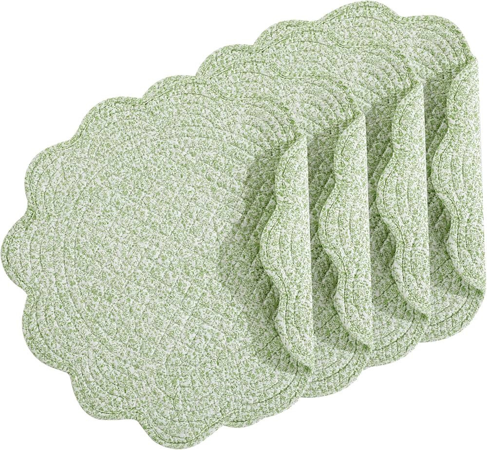 HOMBYS Quilted Placemats Set of 4 Washable Round Placemats for Kitchen Table-100% Cotton Fabric R... | Amazon (US)