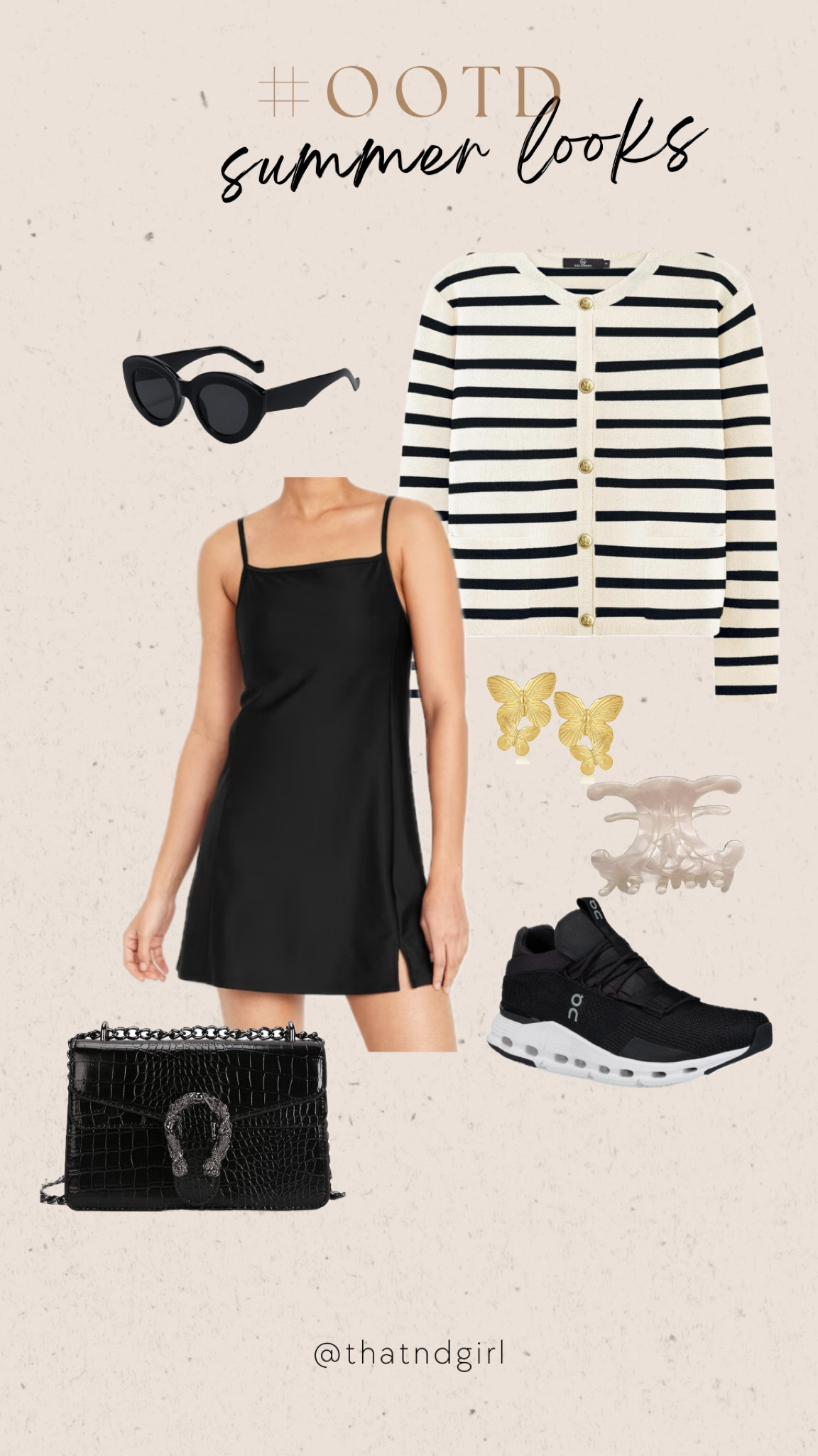 Elevate your athleisure look for comfort and style. Bump and midsize friendly look for summer.



Tennis dress, black dress, sunnies, cat eye, sunglasses, striped sweater, butterfly earrings, Celine dupe, sneakers, Gucci dupe

#LTKFindsUnder50 #LTKActive #LTKBump