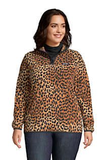 Women's Plus Size Heritage Fleece Snap Neck Pullover Top | Lands' End (US)