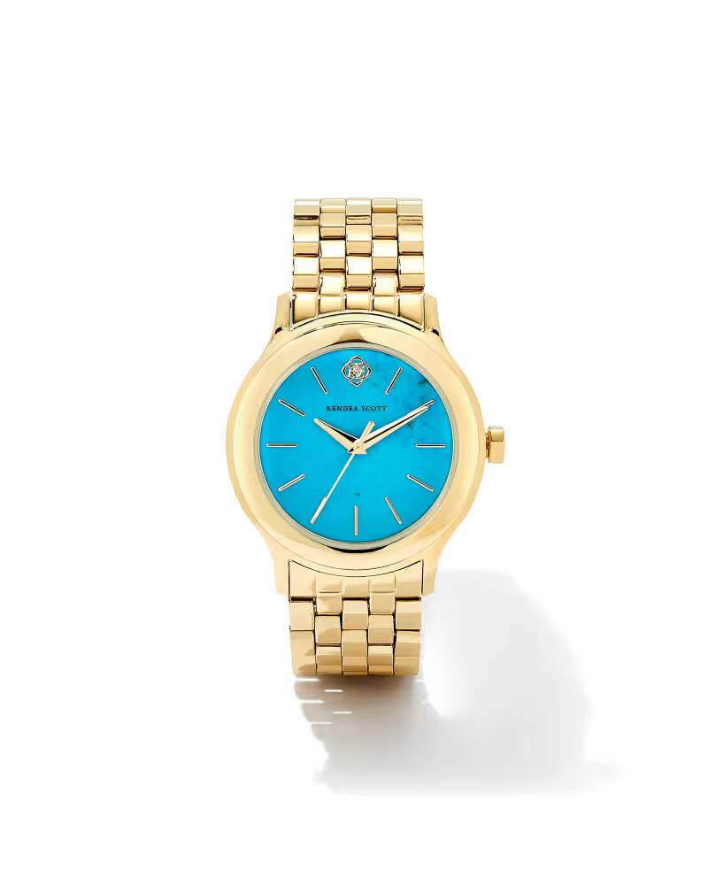 Alex Gold Tone Stainless Steel 35mm Watch in Turquoise Magnesite | Kendra Scott