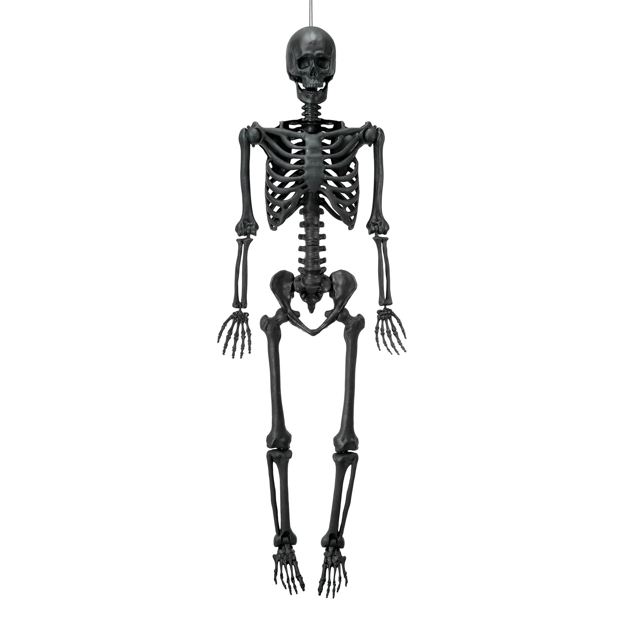 5 ft Black Posable Hanging Skeleton, Way to Celebrate, Halloween Decoration | Walmart (US)